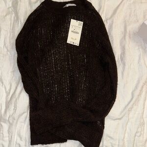 Zara knit see through brown sweater